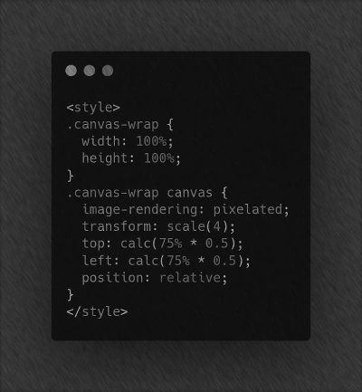 Image of CSS code to render scaling for a canvas