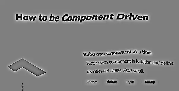 
							Screen shot of content from component driven website 
							saying how to be component driven, build one component
							at a time.
							